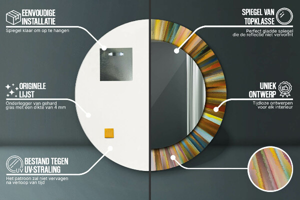 Miroir rond avec décoration Schéma radial abstrait