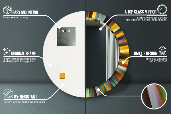 Miroir rond avec décoration Schéma radial abstrait