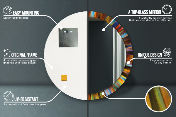 Miroir rond avec décoration Schéma radial abstrait
