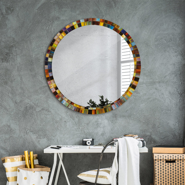 Miroir rond avec décoration Schéma radial abstrait
