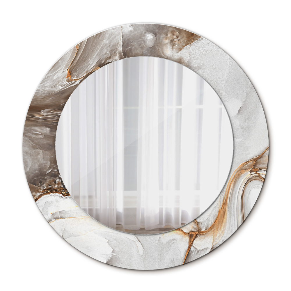 Miroir rond avec décoration Marbre brillant
