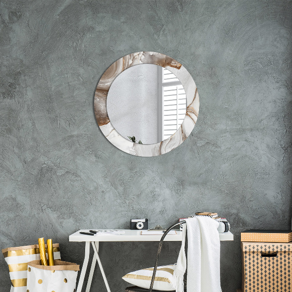 Miroir rond avec décoration Marbre brillant