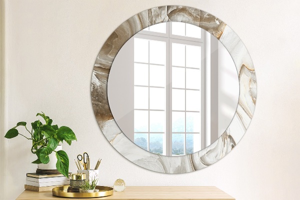 Miroir rond avec décoration Marbre brillant