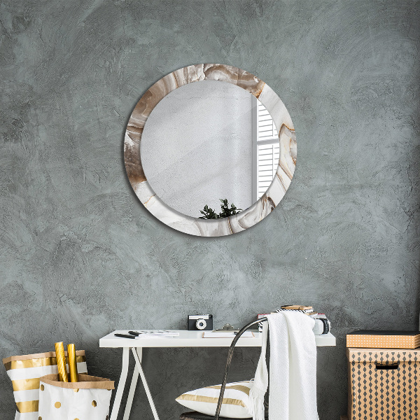 Miroir rond avec décoration Marbre brillant