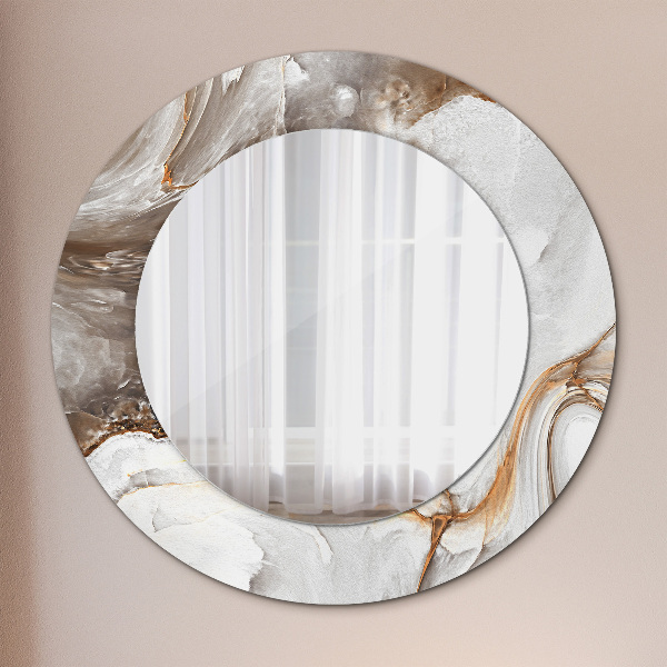 Miroir rond avec décoration Marbre brillant
