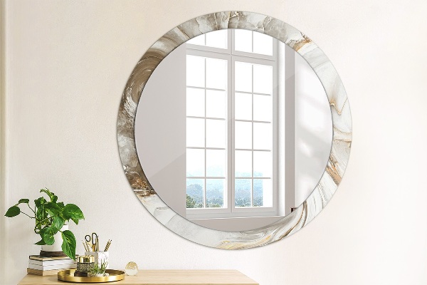 Miroir rond avec décoration Marbre brillant