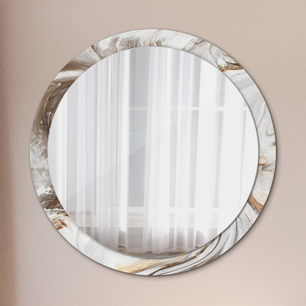 Miroir rond avec décoration Marbre brillant