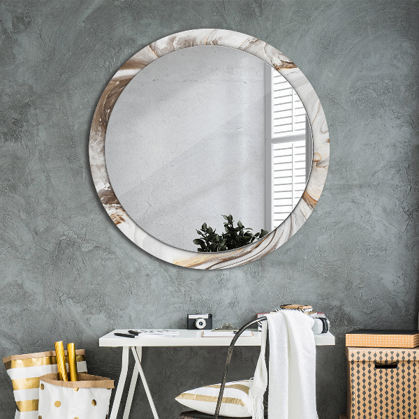 Miroir rond avec décoration Marbre brillant