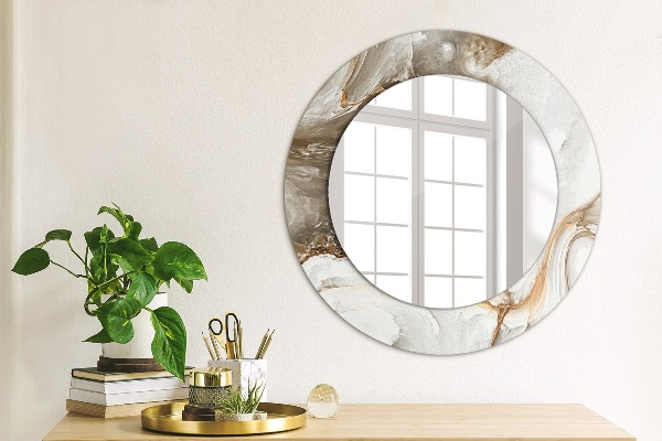 Miroir rond avec décoration Marbre brillant