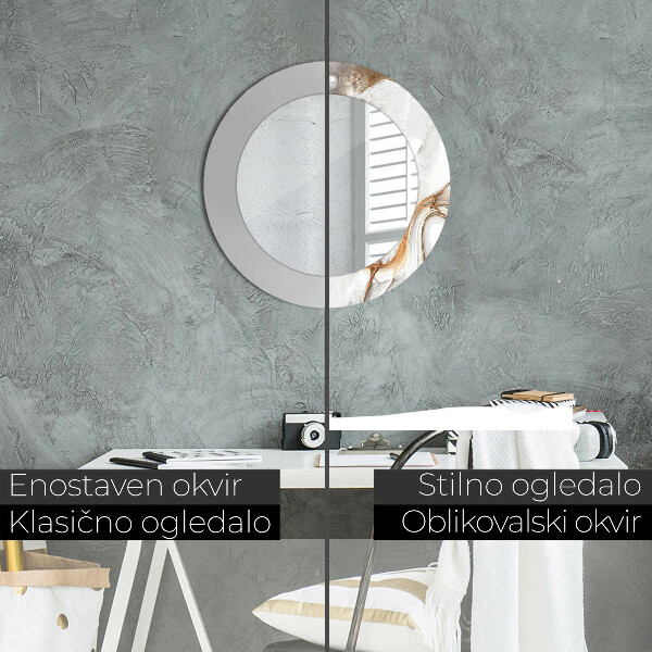 Miroir rond avec décoration Marbre brillant