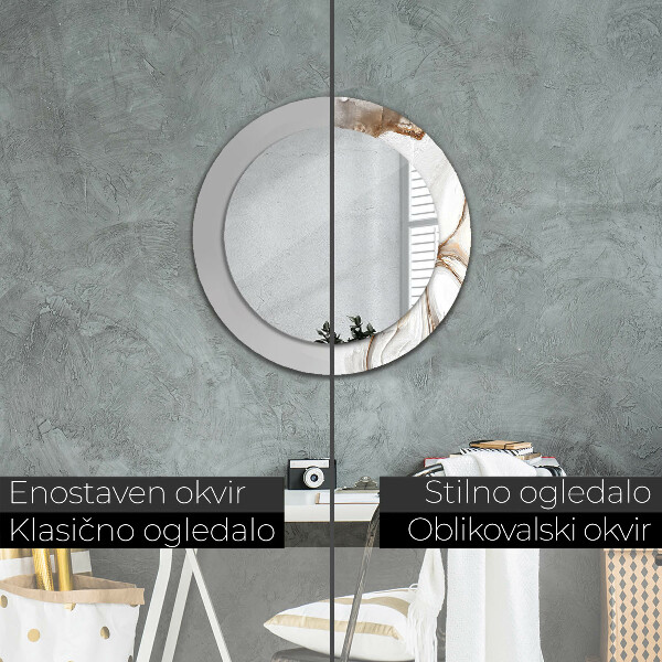 Miroir rond avec décoration Marbre brillant