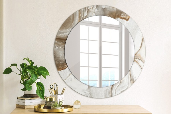 Miroir rond avec décoration Marbre brillant