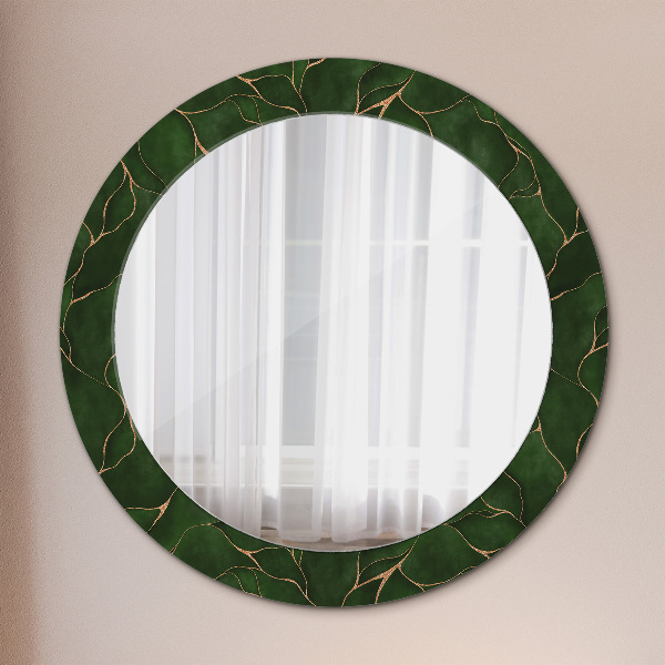 Miroir rond avec décoration Feuille abstraite