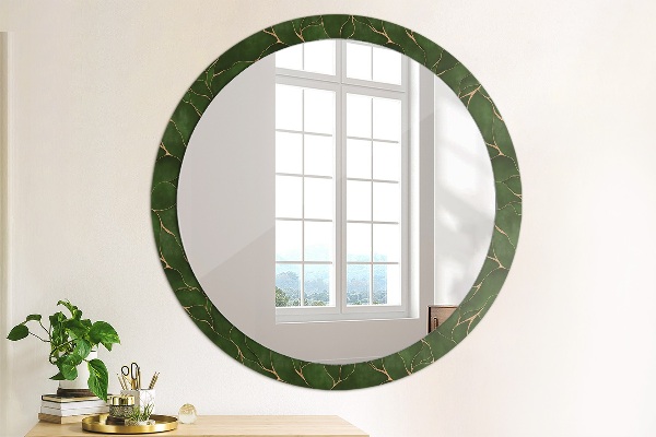 Miroir rond avec décoration Feuille abstraite