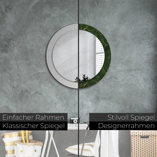 Miroir rond avec décoration Feuille abstraite