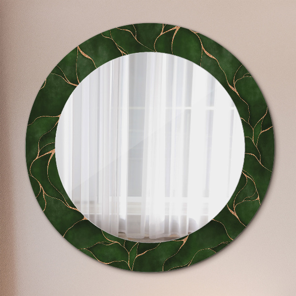 Miroir rond avec décoration Feuille abstraite