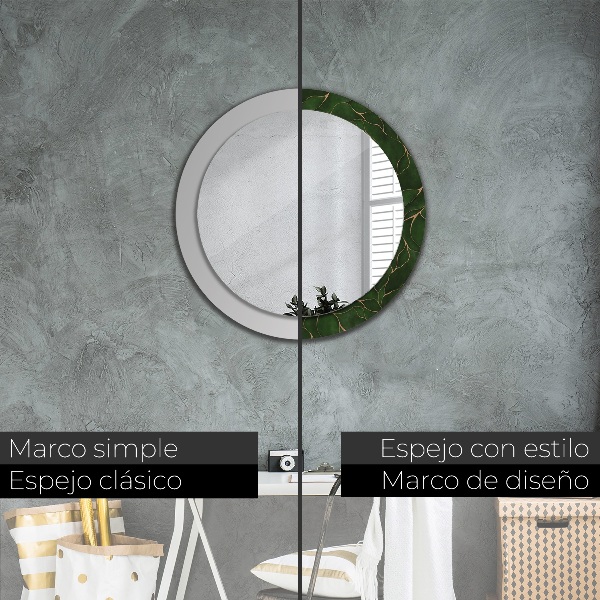 Miroir rond avec décoration Feuille abstraite