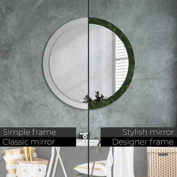 Miroir rond avec décoration Feuille abstraite