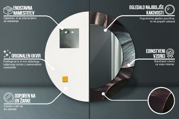 Miroir rond imprimé Feuilles tropicales sombres