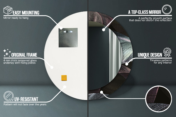 Miroir rond imprimé Feuilles tropicales sombres