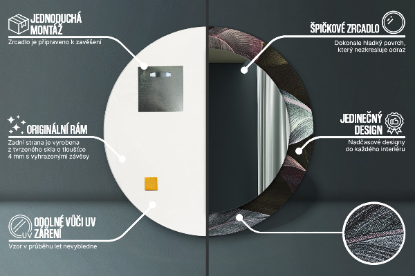 Miroir rond imprimé Feuilles tropicales sombres