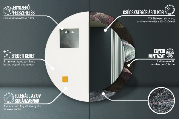 Miroir rond imprimé Feuilles tropicales sombres