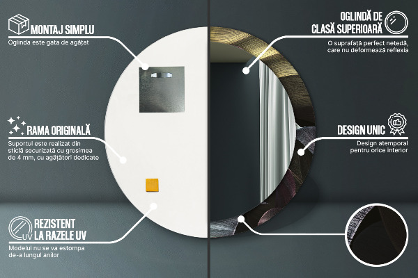Miroir rond imprimé Feuilles tropicales sombres