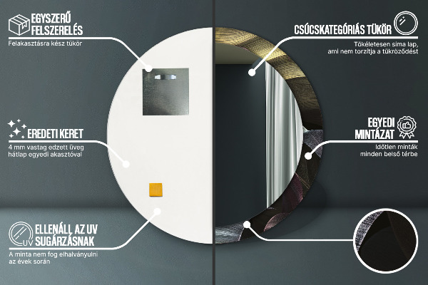 Miroir rond imprimé Feuilles tropicales sombres