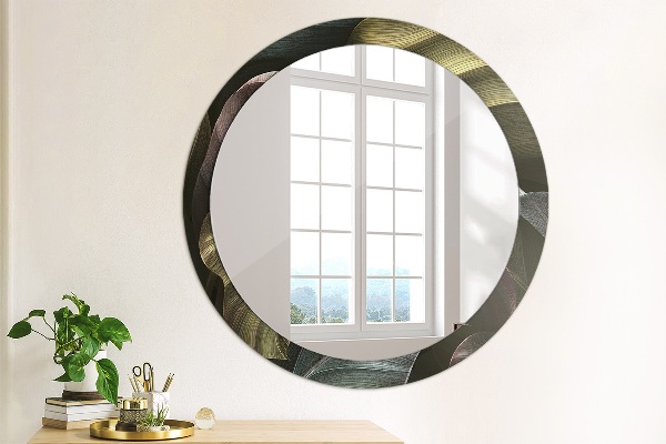 Miroir rond imprimé Feuilles tropicales sombres