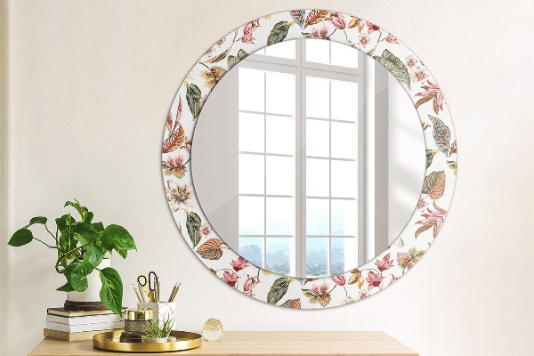 Miroir rond imprimé Fleurs vintage