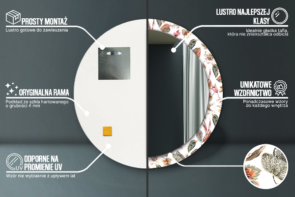 Miroir rond imprimé Fleurs vintage