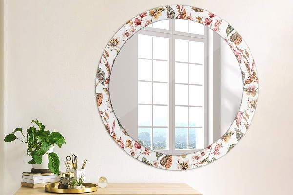 Miroir rond imprimé Fleurs vintage