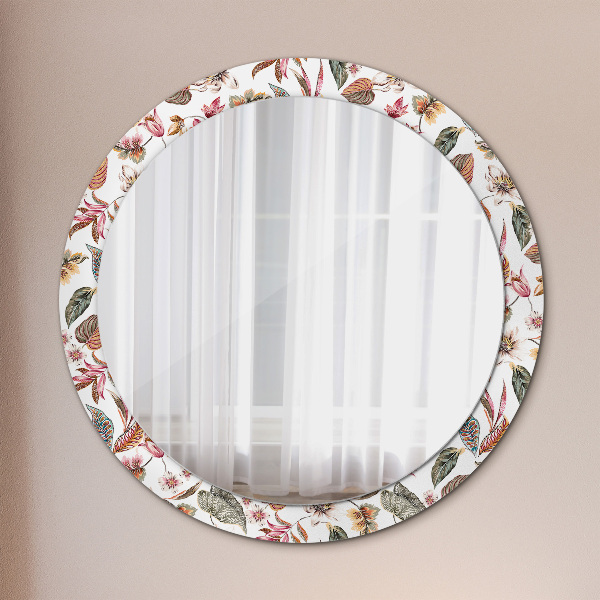 Miroir rond imprimé Fleurs vintage
