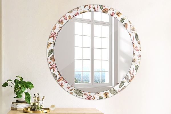 Miroir rond imprimé Fleurs vintage