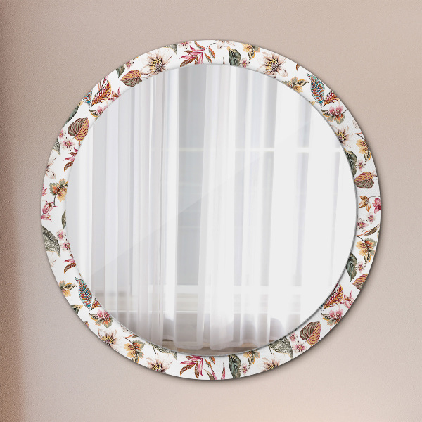 Miroir rond imprimé Fleurs vintage