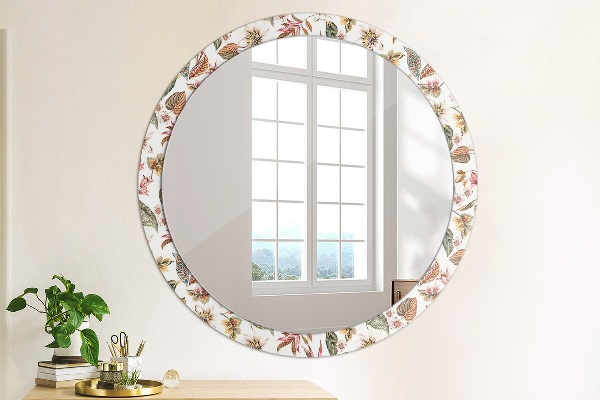 Miroir rond imprimé Fleurs vintage