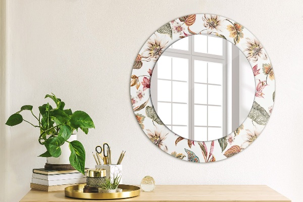 Miroir rond imprimé Fleurs vintage