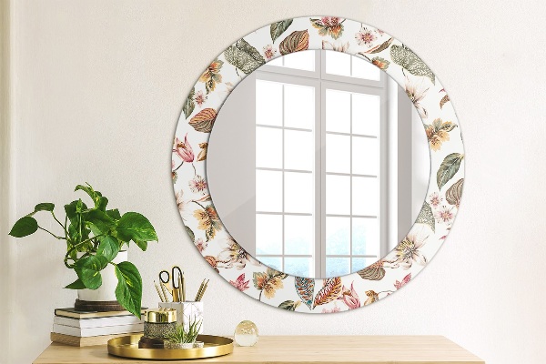 Miroir rond imprimé Fleurs vintage