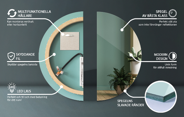 Miroir de salle de bain rond rétro éclairé fi 50 cm