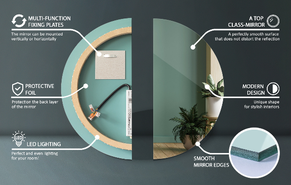 Miroir de salle de bain rond rétro éclairé fi 50 cm