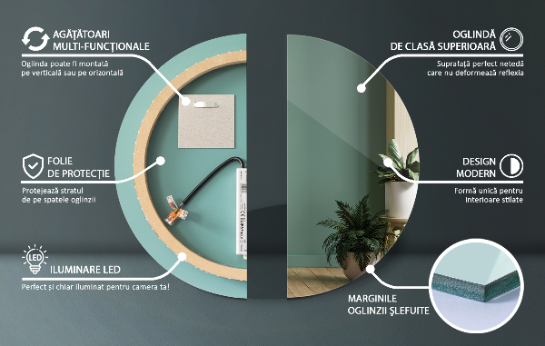 Miroir de salle de bain rond led fi 90 cm