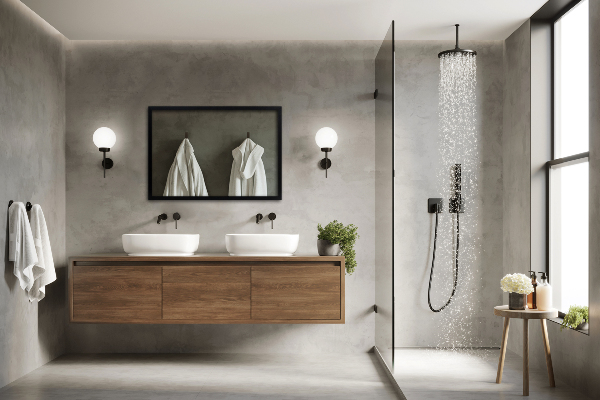 Miroir salle de bain rectangulaire contour noir 100x70 cm