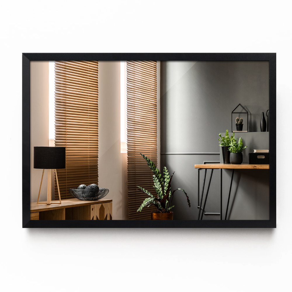 Miroir de salle de bain rectangulaire cadre noir 80x60 cm