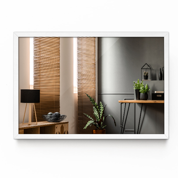 Miroir de chambre rectangulaire encadrement blanc 100x70 cm