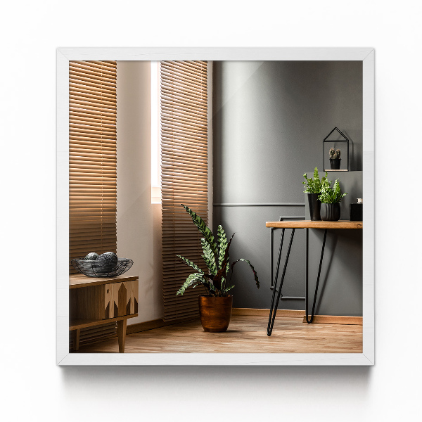 Miroir chambre rectangulaire encadrement blanc 50x50 cm