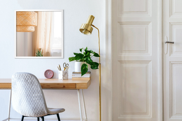 Miroir de chambre rectangulaire cadre blanc 60x40 cm