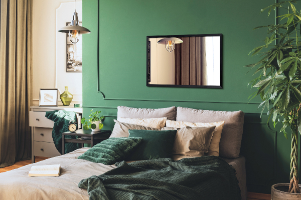 Chambre mirroir rectangulaire cadre noir 70x50 cm