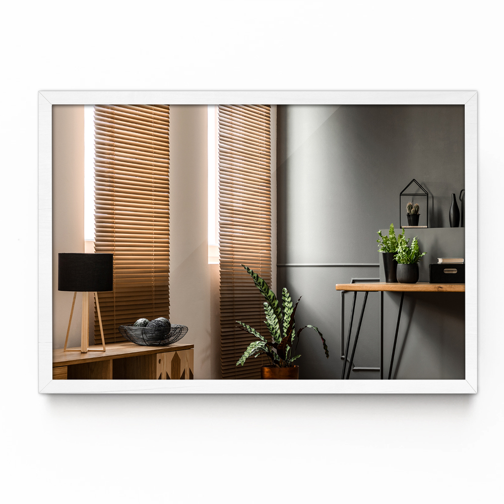 Miroir chambre rectangulaire contour blanc 80x60 cm