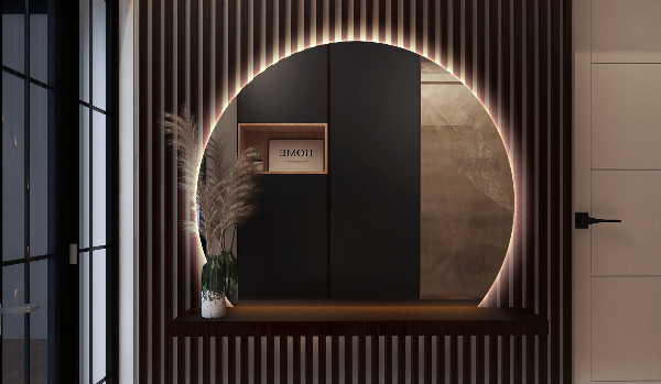 Miroir demi cercle led 63x70 cm