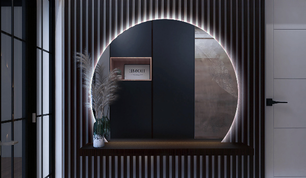 Demi cercle miroir lumineux 84x100 cm